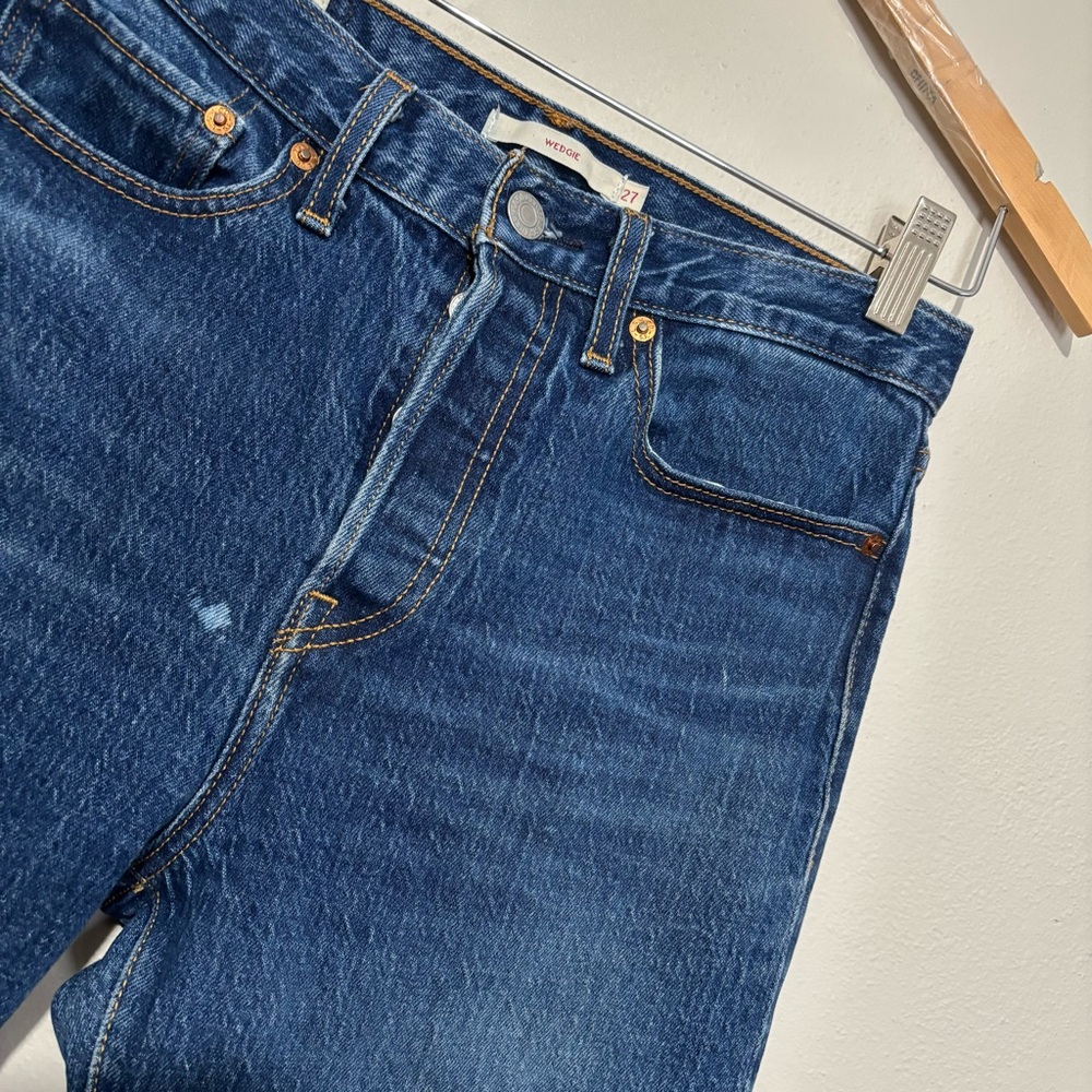 Levi’s High Rise Wedgie Skinny Jeans Premium Blue Size 27 - Picture 3 of 10